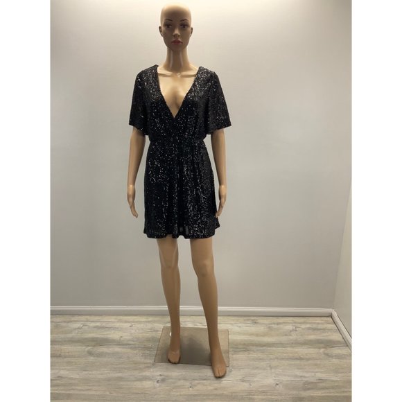 ALTARD’S STATE BLACK  SEQUIN MINI DRESS - Picture 1 of 9